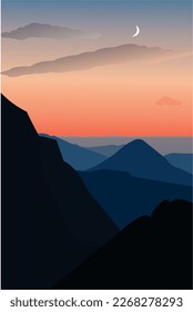 vectorial cielo hermoso con altas montañas
