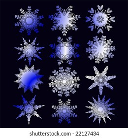 Vector Beautiful Snowflakes Set