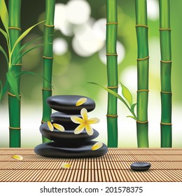 Vector Beautiful Spa Composition With Zen Stones, Illustration, Wallpaper for Family, Health-care, People 