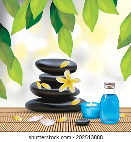 Vector Beautiful Spa Composition With Zen Stones, Illustration, Wallpaper for Family, Health-care, People 