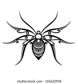 Vector Beautiful Spider, Exotic Insect. Patterned design, Tattoo