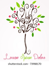 Vector beautiful spring floral tree illustration