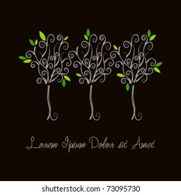 Vector beautiful spring floral trees illustration