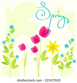 Vector beautiful spring flowers illustration