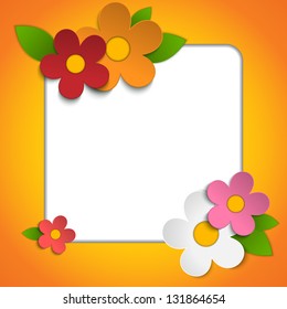 Vector - Beautiful Spring Flowers Orange Background