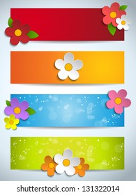 Vector - Beautiful Spring Flowers Set of Banners