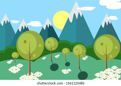 Vector. Beautiful spring landscape background