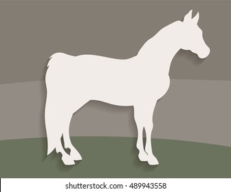 Vector beautiful standing horse silhouette cut out paper with sh