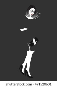 vector Beautiful stylish girl minimalist silhouette