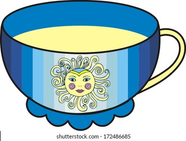 Vector beautiful sun cup of tea.