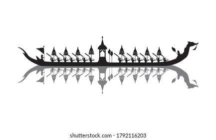 Vector of beautiful Thai Royal Barge Suphannahong on the River of Thailand,Traditional Thai style Vector concept.