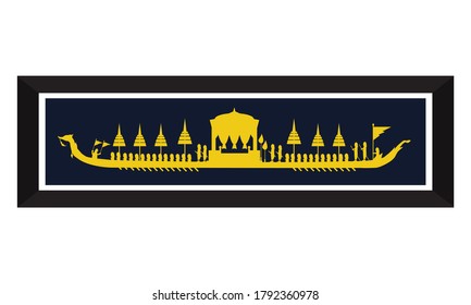 Vector of beautiful Thai Royal Barge Suphannahong on the River of Thailand,Traditional Thai style Vector concept.