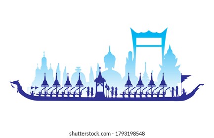Vector of beautiful Thai Royal Barge Suphannahong on the River of Thailand,Traditional Thai style Vector concept.