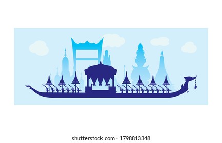 Vector of beautiful Thai Royal Barge Suphannahong on the River of Thailand,Traditional Thai style Vector concept.