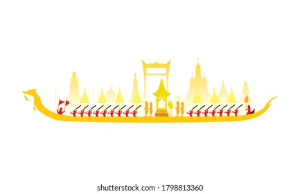 Vector of beautiful Thai Royal Barge Suphannahong on the River of Thailand,Traditional Thai style Vector concept.