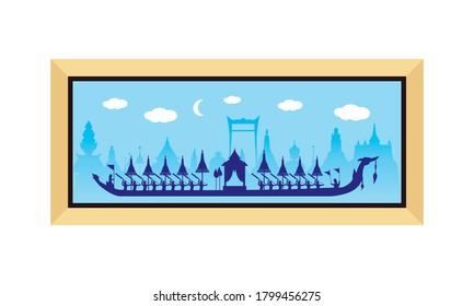 Vector of beautiful Thai Royal Barge Suphannahong on the River of Thailand,Traditional Thai style Vector concept.