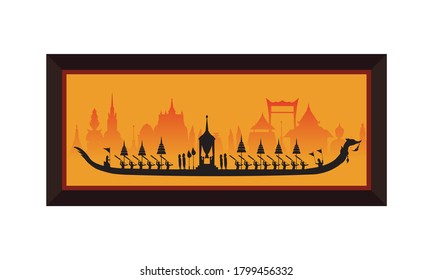 Vector of beautiful Thai Royal Barge Suphannahong on the River of Thailand,Traditional Thai style Vector concept.