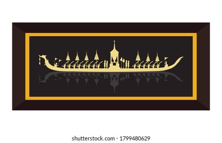 Vector of beautiful Thai Royal Barge Suphannahong on the River of Thailand,Traditional Thai style Vector concept.
