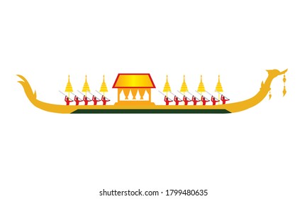 Vector de la hermosa Royal Barge Suphannahong en el río de Tailandia, concepto de vectores de estilo tradicional tailandés.