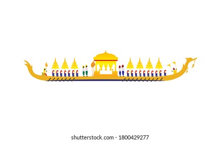 Vector of beautiful Thai Royal Barge Suphannahong on the River of Thailand,Traditional Thai style Vector concept.