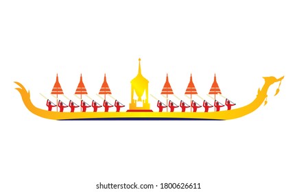 Vector de la hermosa Royal Barge Suphannahong en el río de Tailandia, concepto de vectores de estilo tradicional tailandés.