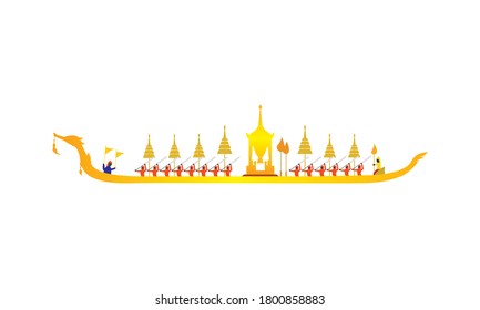 Vector de la hermosa Royal Barge Suphannahong en el río de Tailandia, concepto de vectores de estilo tradicional tailandés.