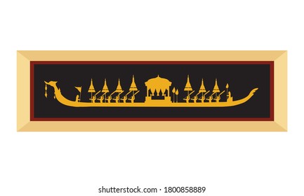 Vector of beautiful Thai Royal Barge Suphannahong on the River of Thailand,Traditional Thai style Vector concept.