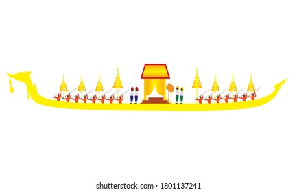 Vector of beautiful Thai Royal Barge Suphannahong on the River of Thailand,Traditional Thai style Vector concept.