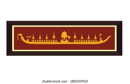 Vector of beautiful Thai Royal Barge Suphannahong on the River of Thailand,Traditional Thai style Vector concept.