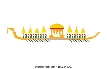 Vector of beautiful Thai Royal Barge Suphannahong on the River of Thailand,Traditional Thai style Vector concept.