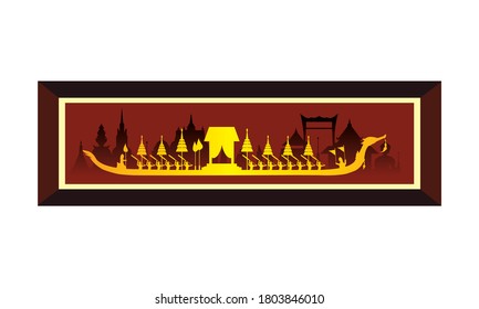 Vector of beautiful Thai Royal Barge Suphannahong on the River of Thailand,Traditional Thai style Vector concept.