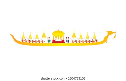 Vector of beautiful Thai Royal Barge Suphannahong on the River of Thailand,Traditional Thai style Vector concept.