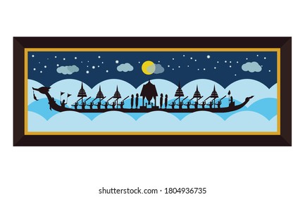 Vector of beautiful Thai Royal Barge Suphannahong on the River of Thailand,Traditional Thai style Vector concept.