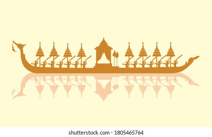Vector of beautiful Thai Royal Barge Suphannahong on the River of Thailand,Traditional Thai style Vector concept.