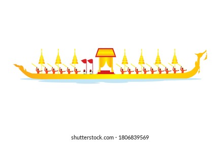 Vector of beautiful Thai Royal Barge Suphannahong on the River of Thailand,Traditional Thai style Vector concept.