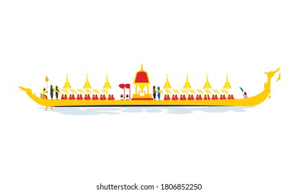 Vector of beautiful Thai Royal Barge Suphannahong on the River of Thailand,Traditional Thai style Vector concept.