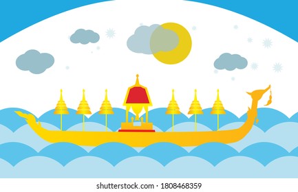 Vector of beautiful Thai Royal Barge Suphannahong on the River of Thailand,Traditional Thai style Vector concept.