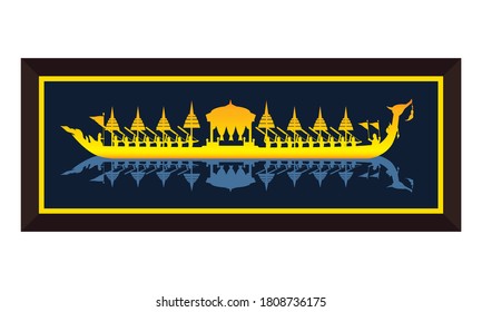 Vektorgrafik des schönen thailändischen Königsbarge Suphannahong am Fluss Thailand, traditionelles thailändisches Vektorkonzept.