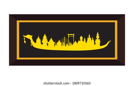 Vector of beautiful Thai Royal Barge Suphannahong on the River of Thailand,Traditional Thai style Vector concept.