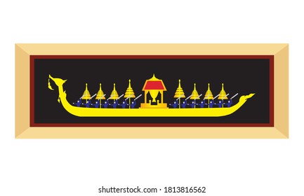 Vector de la hermosa Royal Barge Suphannahong en el río de Tailandia, concepto de vectores de estilo tradicional tailandés.