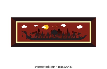 Vektorgrafik des schönen thailändischen Königsbarge Suphannahong am Fluss Thailand, traditionelles thailändisches Vektorkonzept.