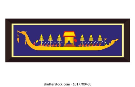 Vector of beautiful Thai Royal Barge Suphannahong on the River of Thailand,Traditional Thai style Vector concept.