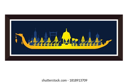 Vector of beautiful Thai Royal Barge Suphannahong on the River of Thailand,Traditional Thai style Vector concept.