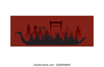 Vector of beautiful Thai Royal Barge Suphannahong on the River of Thailand,Traditional Thai style Vector concept.
