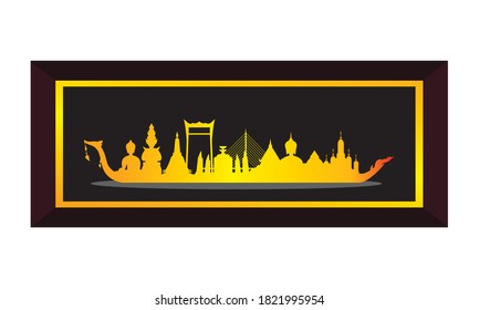 Vector of beautiful Thai Royal Barge Suphannahong on the River of Thailand,Traditional Thai style Vector concept.