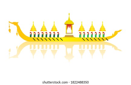Vector of beautiful Thai Royal Barge Suphannahong on the River of Thailand,Traditional Thai style Vector concept.