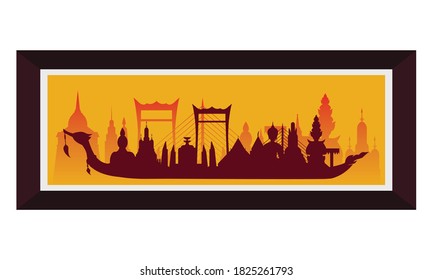 Vector of beautiful Thai Royal Barge Suphannahong on the River of Thailand,Traditional Thai style Vector concept.