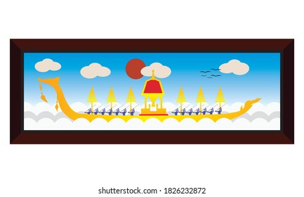 Vector of beautiful Thai Royal Barge Suphannahong on the River of Thailand,Traditional Thai style Vector concept.