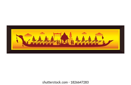 Vector of beautiful Thai Royal Barge Suphannahong on the River of Thailand,Traditional Thai style Vector concept.
