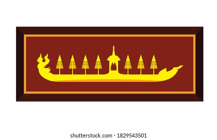 Vector de la hermosa Royal Barge Suphannahong en el río de Tailandia, concepto de vectores de estilo tradicional tailandés.